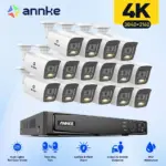 ANNKE-Système de caméra de sécurité POE, 16 canaux, 8mp, audio bidirectionnel, kit NVR 4K, CCTV, extérieur, 16 pièces, IP, H.dissis + ensemble de vidéosurveillance 1