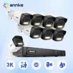 ANNKE 3K 8CH PoE système de sécurité 4/8 pièces caméras Bullet couleur IR Vision nocturne détection de véhicule humain micro intégré IP67 caméra IP 1
