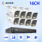 ANNKE-Analyste de caméra de vidéosurveillance extérieure, sécurité lumineuse pour touristes intelligents, 16 canaux, NVR POE, 12MP, CCTV, caméra de protection 1